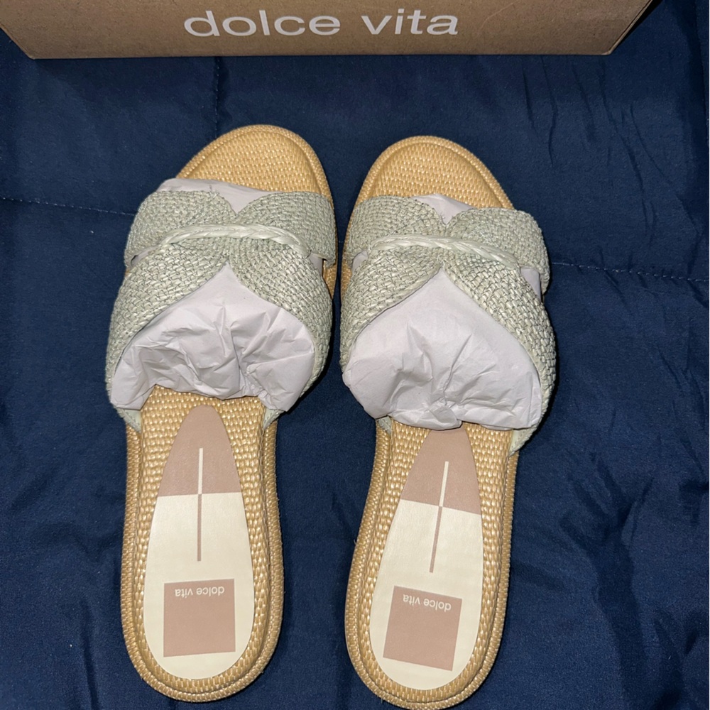 Dolce Vita Atomic Wide Sandals- Mint Raffia
